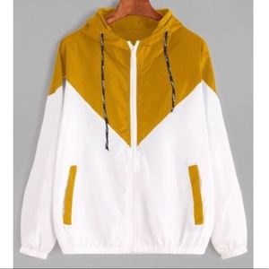 Color-block drawstring zip-up